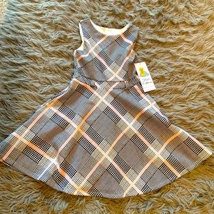 Rare Editions Plaid dress NEW 8 pink gray black